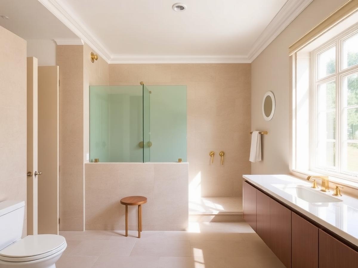Stone-and-Oak Primary Bath
